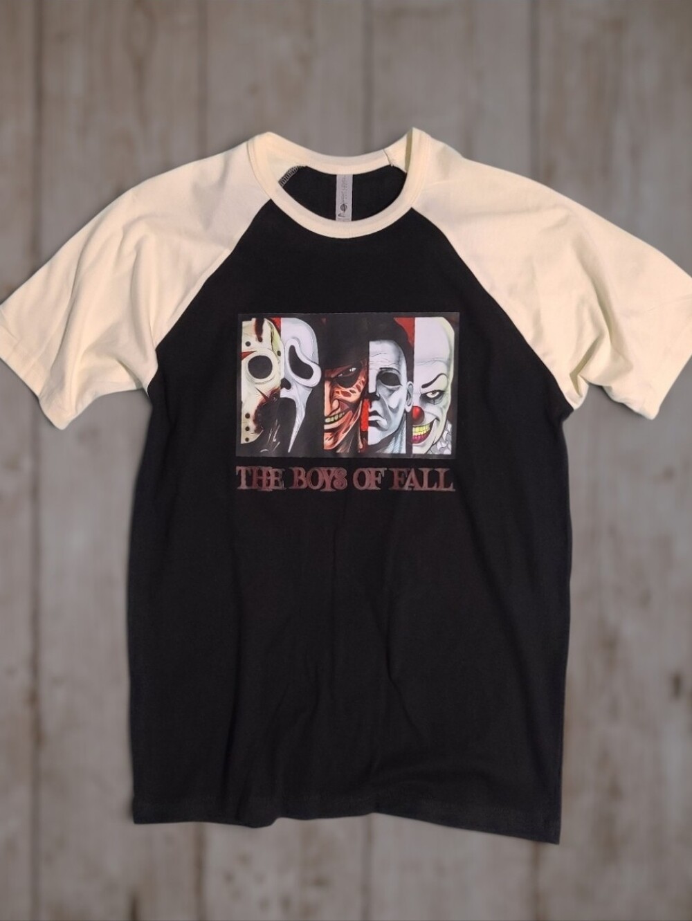 Custom The Boys of Fall Horror Slasher Baseball Raglan Tee M